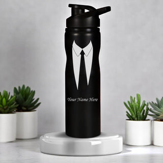 Water Bottle for Men With Name & Suit Design Engraved.