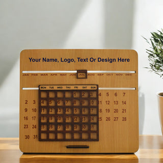 Lifetime Infinity Desk Calendar – Wooden Calendar with Personalized Name, Company Logo & Branding