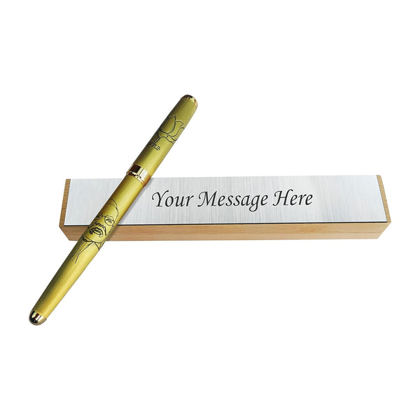 Gold Plated Engraved Narendra Modi Ji Pen with Wooden Box