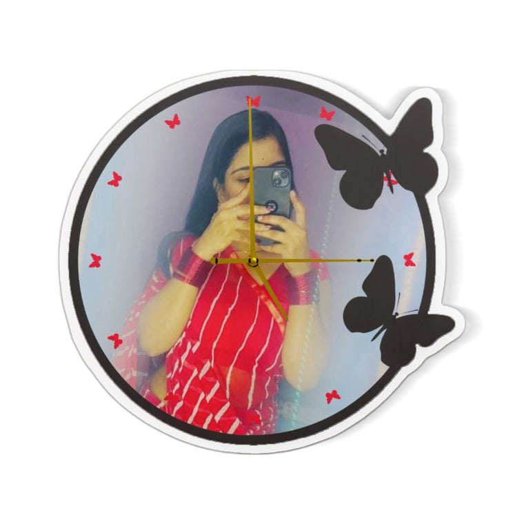 Personalized Acrylic Wall Clock– Custom Photo with Unique Design. (Size- 12x12 Inches)