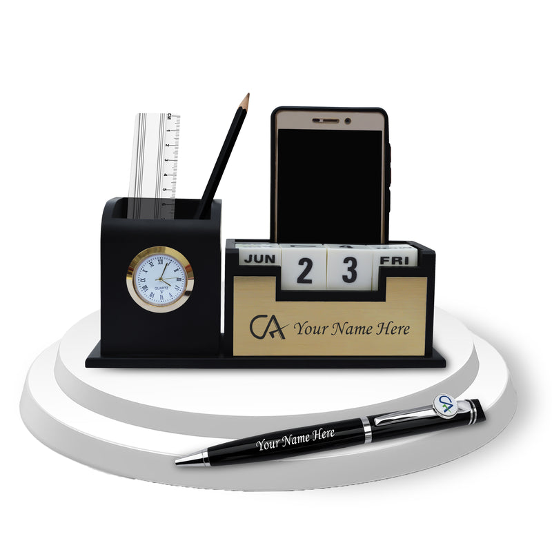 CA Combo: Personalized Name-Engraved Pen & Pen Stand