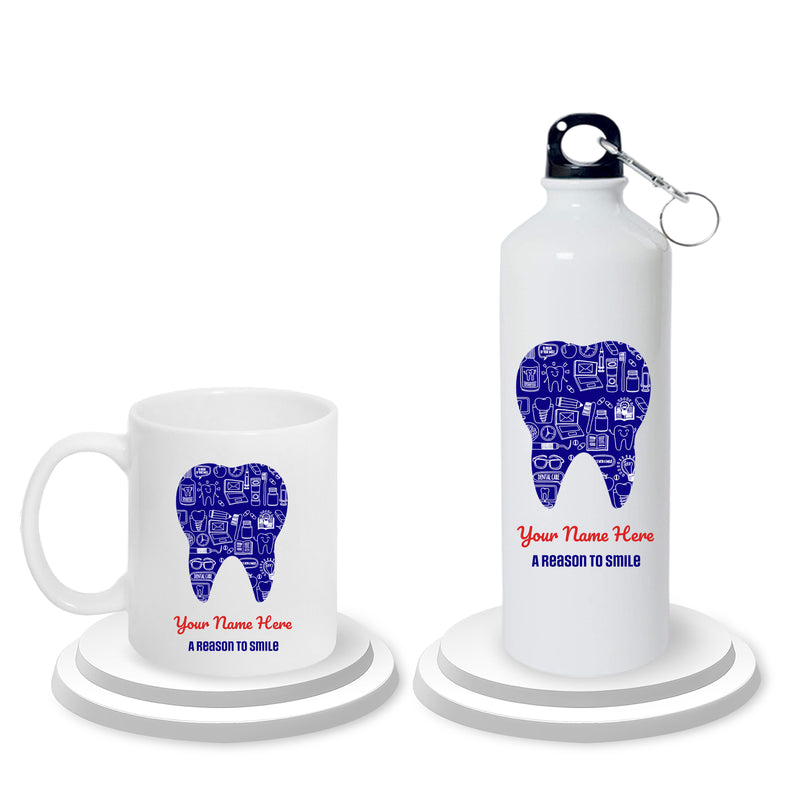 Doctor Gift Set –Custom Name Water Bottle & Ceramic Mug with Doctor Themed Design.