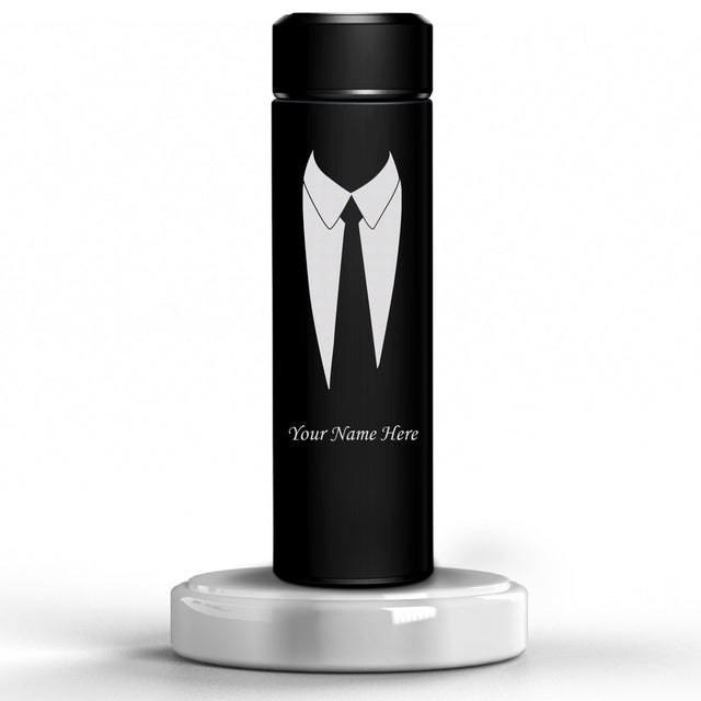 Water Bottle for Men With Name & Suit Design Engraved.