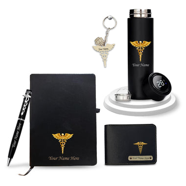 Doctor Gift Set – Personalized Pen, Keychain, Bottle, Wallet & Diary with Name & Colored Logo