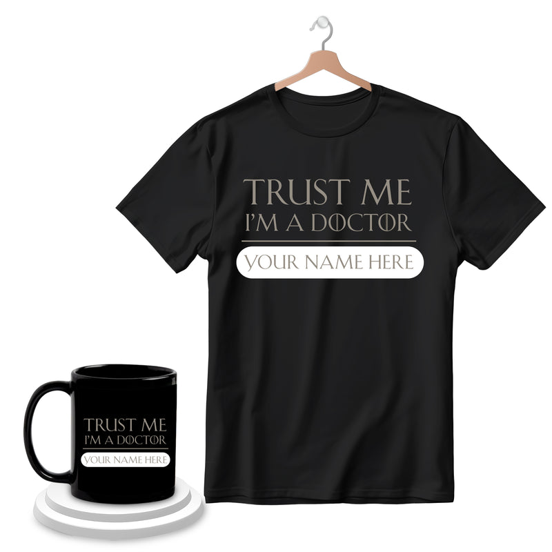 Personalized Doctor Gift Set – Custom Name Printed T-Shirt & Mug for Medical Professionals