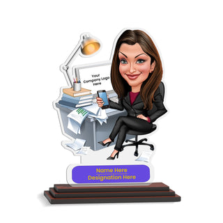Personalized Photo Caricature for Boss – Custom Name Caricature Standee.