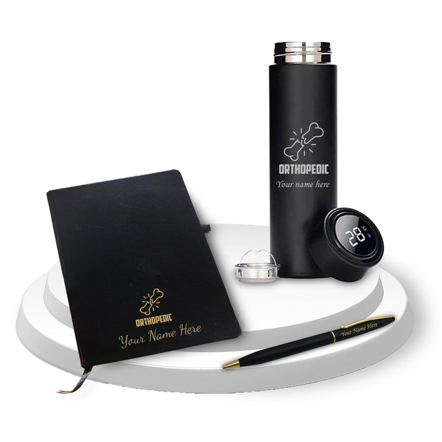 Custom Orthopedic Gift Set - Bottle, Engraved Pen & Logo Diary.