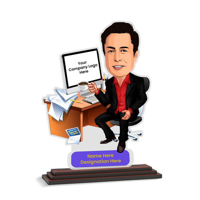 Personalized Photo Caricature for Boss – Custom Name Caricature Standee