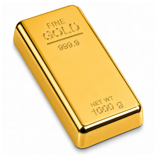 Realistic Metal Gold Bar Paperweight | Gold Biscuit Paper Weight for Office Table (Pack of 2)