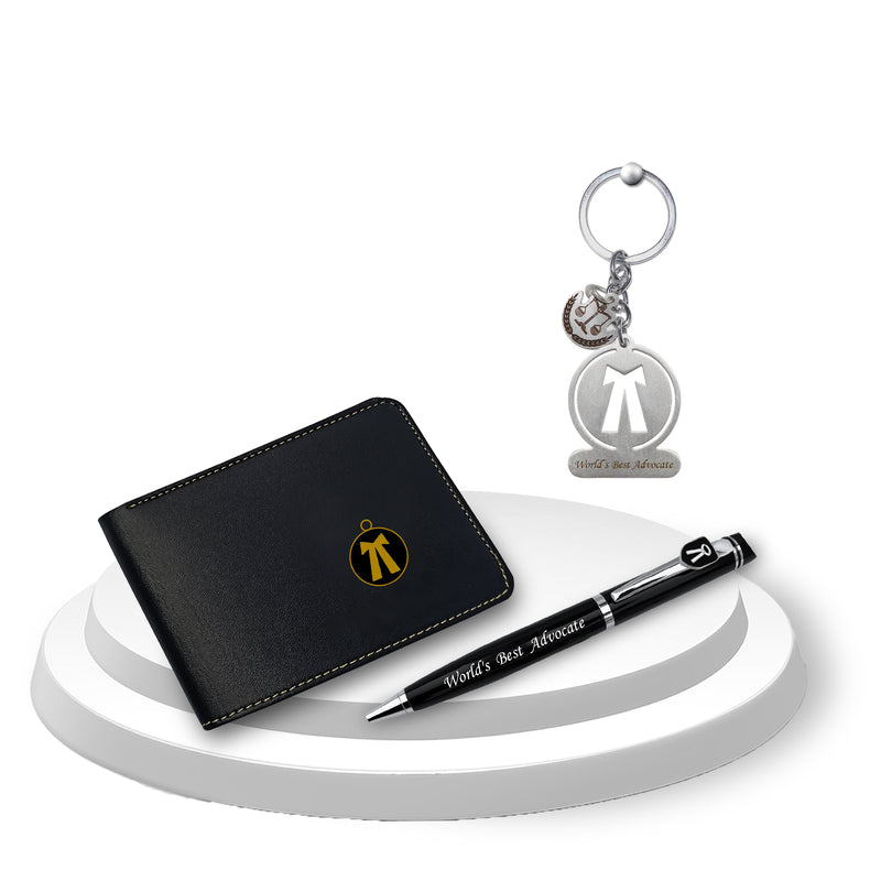 Advocate Combo - Advocate Keychain, Pen with 'World's Best Advocate' & Wallet with Advocate Charm.