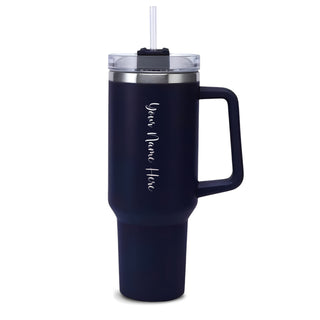 Personalized Stainless Steel Travel Tumbler with Lid, Straw & Name Engraving.