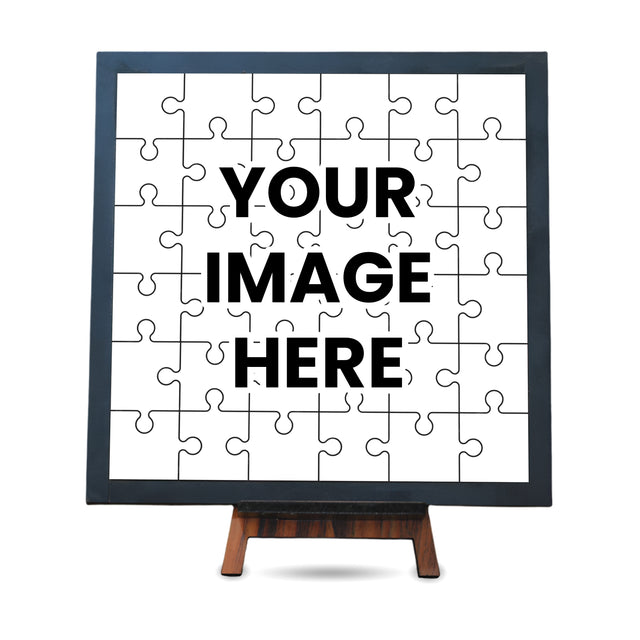 Customized Wooden Puzzle Photo Frame with Stand (8x8 Inches)