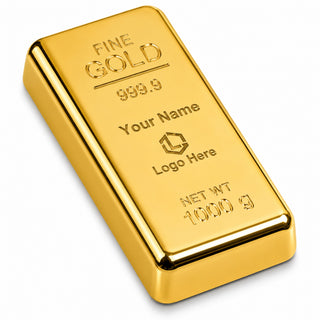 Customized Gold Bar Paperweight with Name or Company Logo | Customized Realistic Metal Gold Biscuit Paper Weight (Pack of 3)