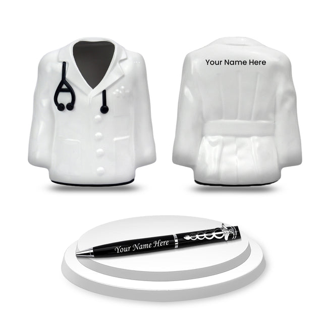 Customized Doctor Set  –  Engraved Pen & Doctor Coat Pen Stand