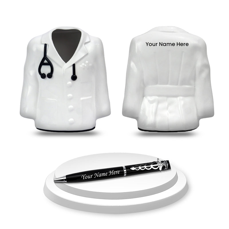 Customized Doctor Set  –  Engraved Pen & Doctor Coat Pen Stand