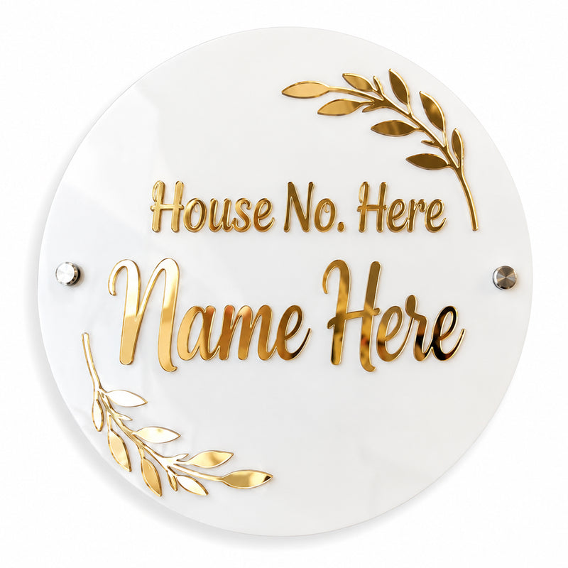 Customized Round Acrylic Name Plate with Name & House Number.
