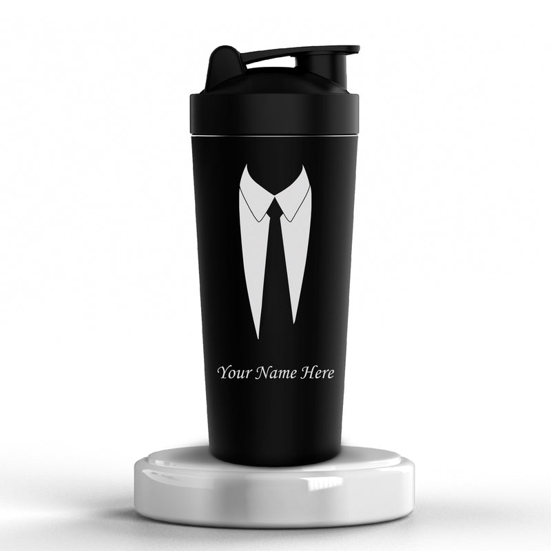 Water Bottle for Men With Name & Suit Design Engraved.