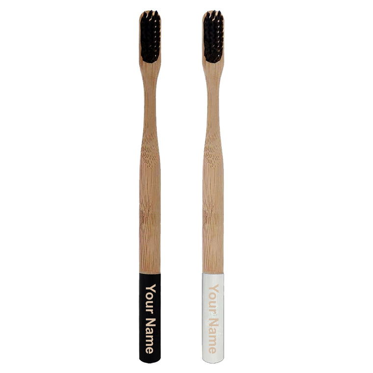 Bamboo Toothbrush set with name engraved.