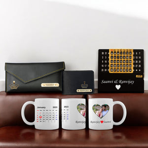 Engagement Combo – Personalized Wallet, Calendar Mug & Infinity Calendar