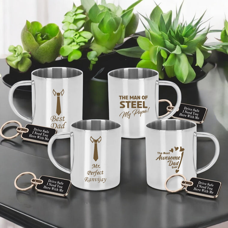 Father's Day Gift: Custom Mug & Keychain. (Only 1 Mug from 4 Designs).