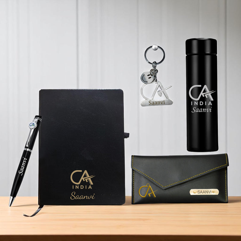 CA Gift Set: Keychain, Water Bottle, Pen, Wallet & Diary.