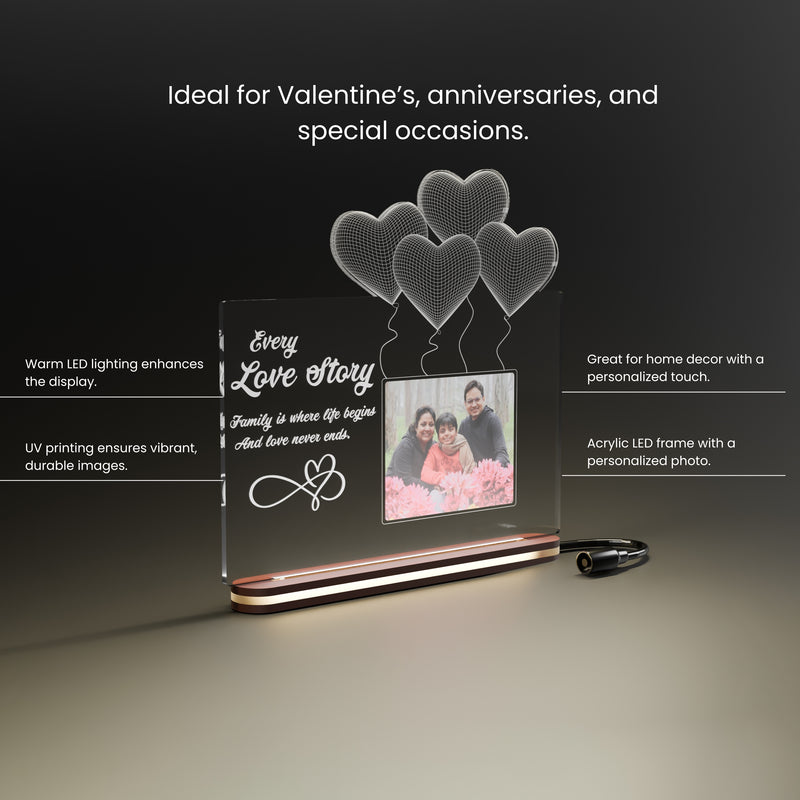 Acrylic LED Photo Frame with Unique Design – Best Gift for Couples on Valentine’s, Anniversary & Wedding.