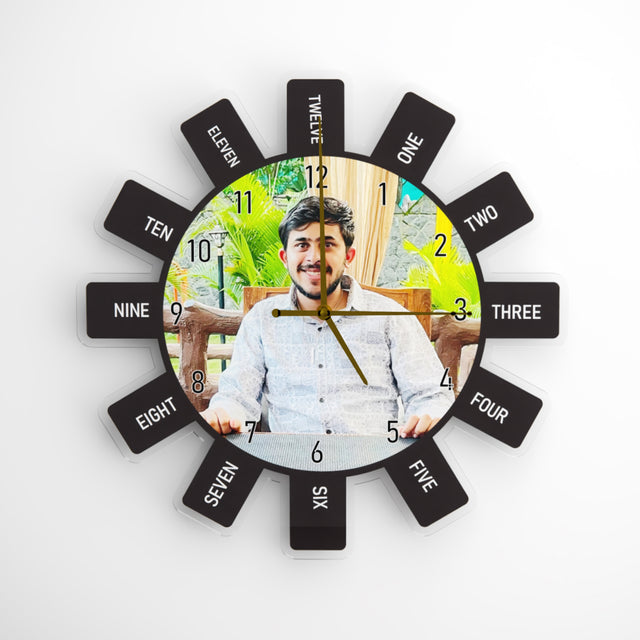 Acrylic Wall Clock (12x12 Inches) – Custom Photo with Unique Design.