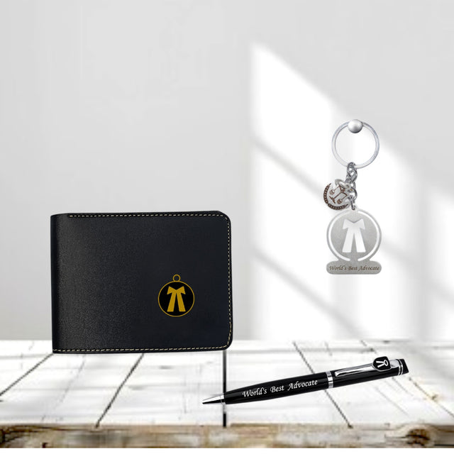 Advocate Combo - Advocate Keychain, Pen with 'World's Best Advocate' & Wallet with Advocate Charm.