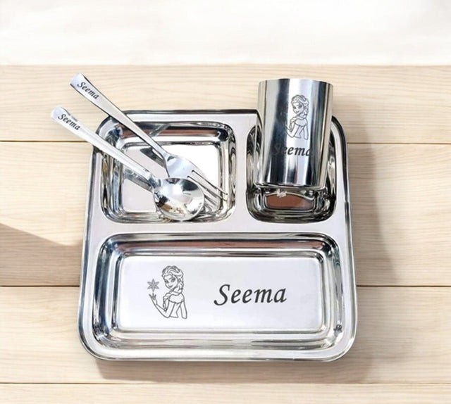 Personalized 3-Compartment Thali Set for Kids