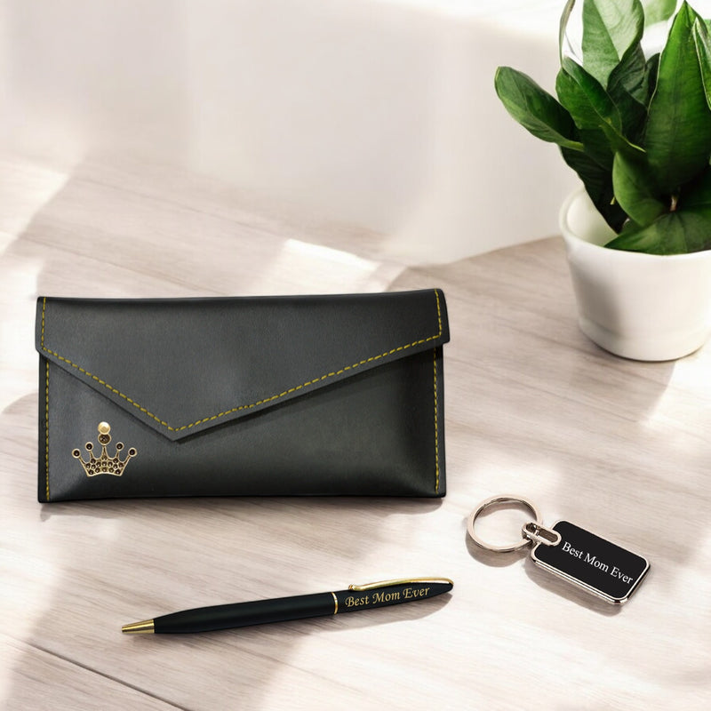 Mother's Day Gift – Keychain, Engraved Pen & Queen Clutch