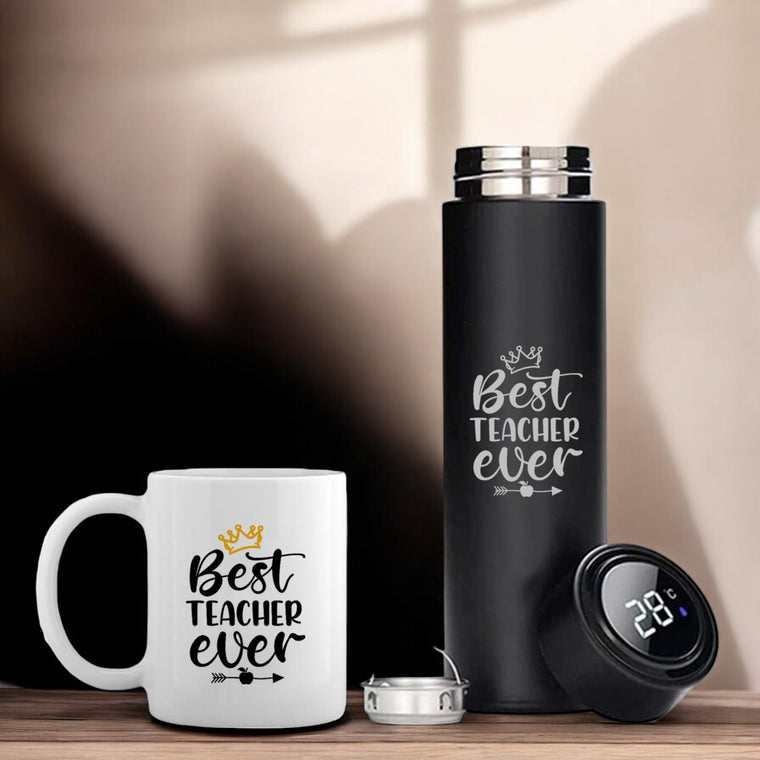 Elegant Teacher Gift Combo: Customized Bottle & Coffee Mug