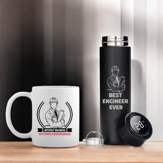 Engineer Gift Set – Engraved Bottle & Engineer Theme Coffee Mug