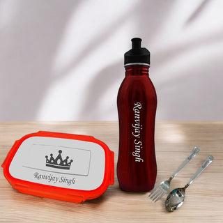 Personalized Kids Lunch Set – Engraved Lunch Box with Spoon Fork Set & Bottle.