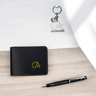 Chartered Accountant Gift Set – CA Pen, Wallet & Smiley Keychain.