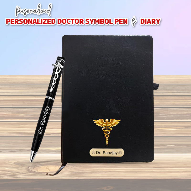 Personalized Doctor's Gift: Engraved Pen & Diary Set.