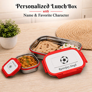 Customized Kids Lunch Box with Name and Cartoon Character Engraved.