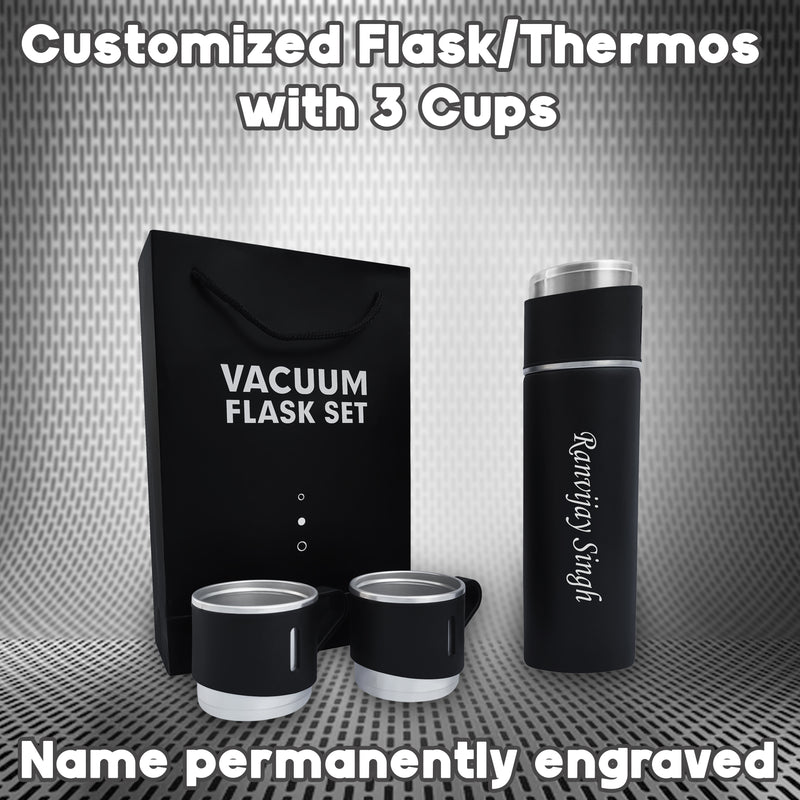 Personalized Hot & Cold Flask Set with 3 Cups