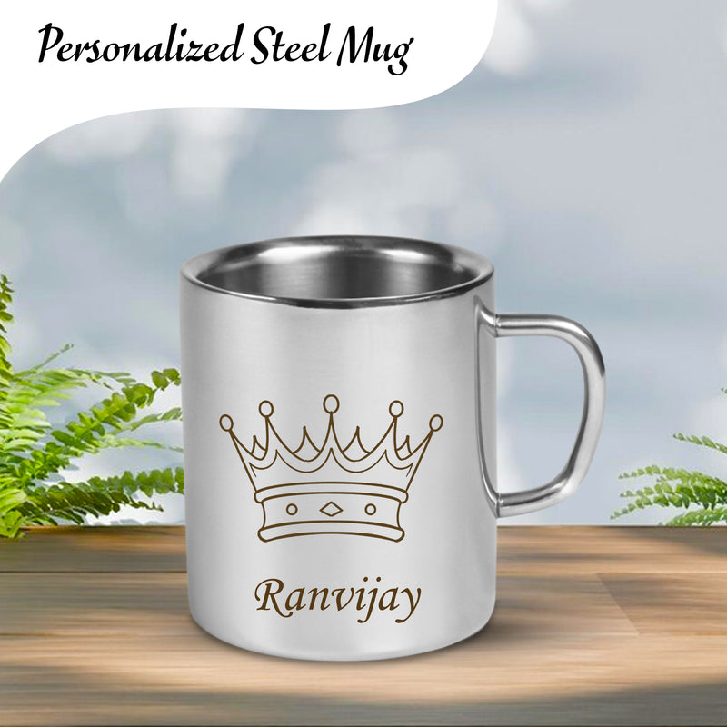 Personalized Stainless Steel Mug for Kids – Cartoon Character and Name Engraved