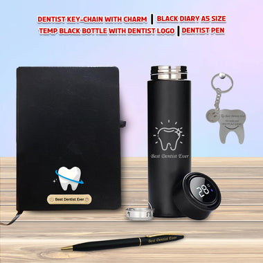 Unique Dentist Gift Set – Keychain, Pen, Bottle & Diary with ‘Best Dentist Ever’.