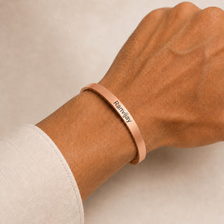 Customized Adjustable Stainless Steel Unisex Kada With Name Engraved.