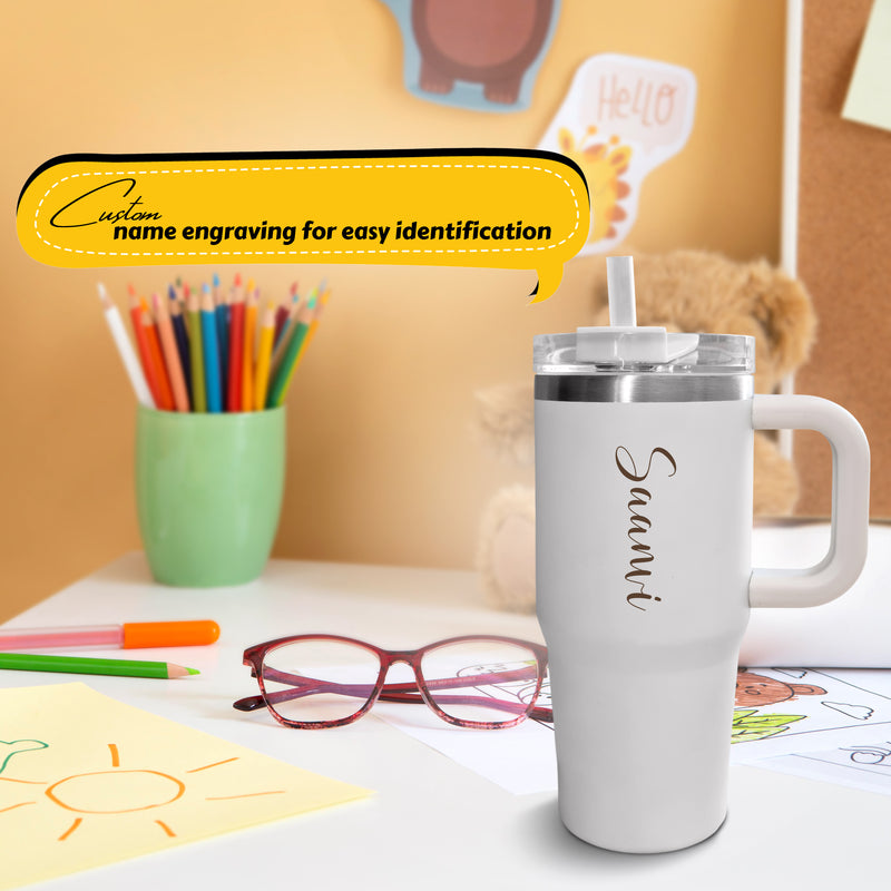 Custom Name Engraved Stainless Steel Insulated 500 ML Mini Tumbler with Straw.