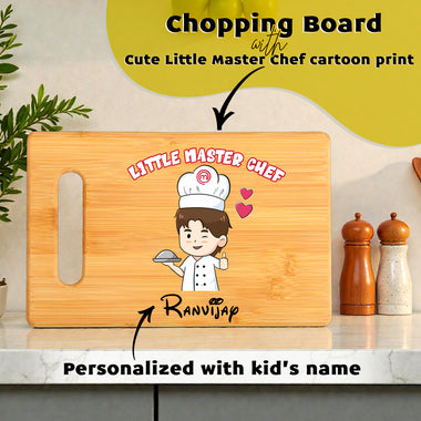 Little Master Chef Personalized Wooden Board for Kids | Custom Name Print