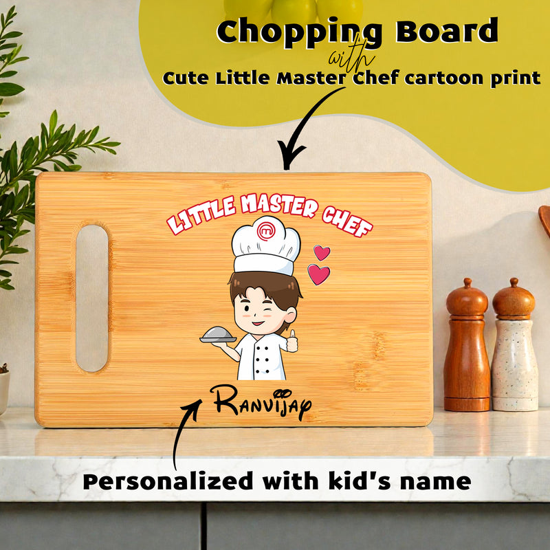 Little Master Chef Personalized Wooden Board for Kids | Custom Name Print