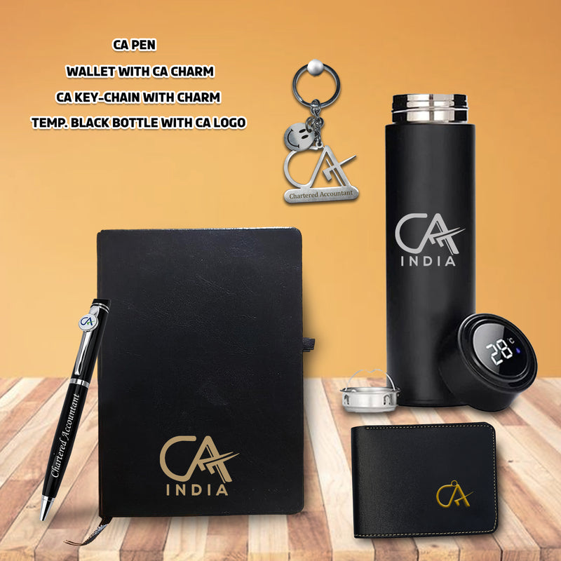 CA Premium Gift Set – Bottle, Pen, Wallet, Diary & Keychain