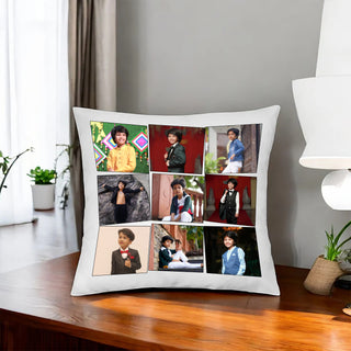 Custom Satin 9 Photo Collage Cushion with Your Pictures Printed.