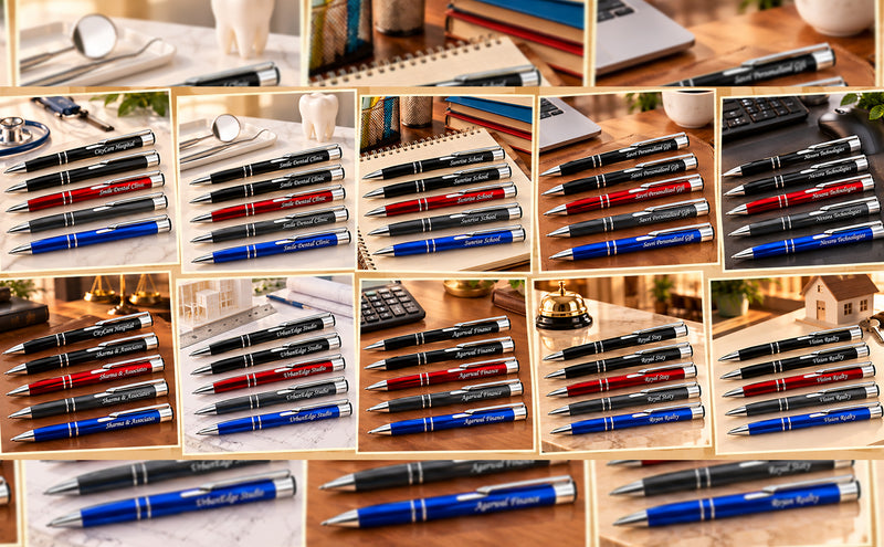 Personalized Ballpoint Pens Pack of 5 | Custom Name Printed Refillable Corporate Gift Pens