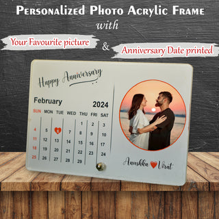 Acrylic Calendar Photo Frame with Stand- Customized With Your Picture & Your Memorable Date.