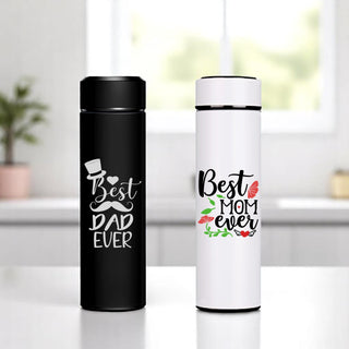 Couple Water Bottle Set of 2 Bottles with Couple Design Printed.