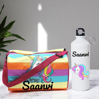 Kid's Duffle Bag & Bottle Combo Set with Child's Name Printed