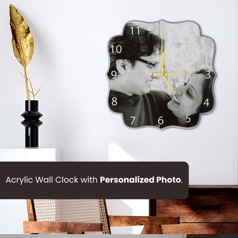 Acrylic Wall Clock (12x12 Inches) – Custom Photo with Unique Design.